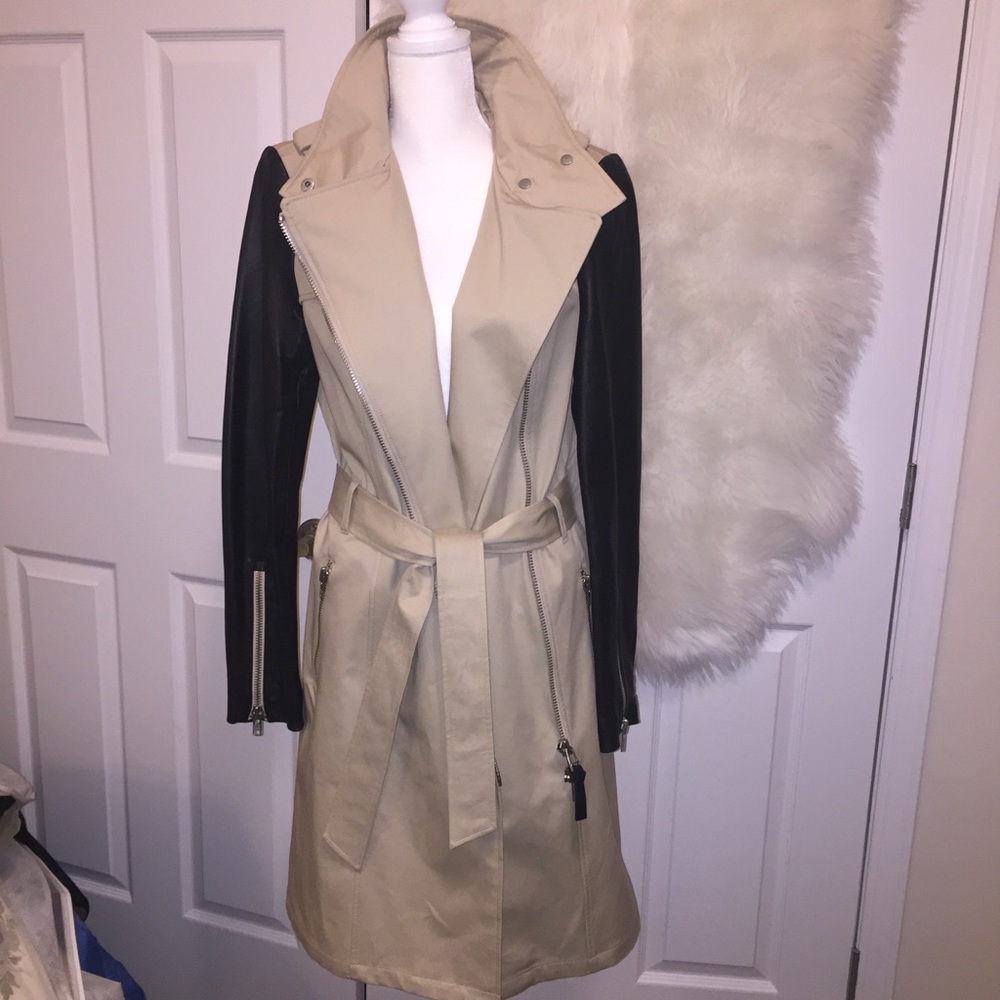 MACKAGE NWOT Trench Coat w/Leather Sleeves